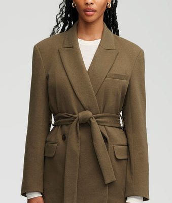 NOR347 Belted Blazer in Cozy Jersey