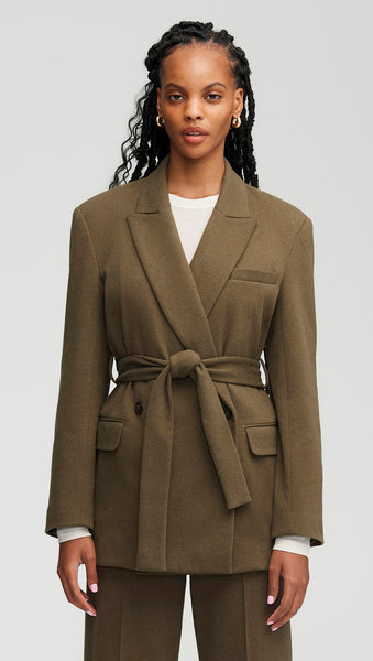 NOR347 Belted Blazer in Cozy Jersey