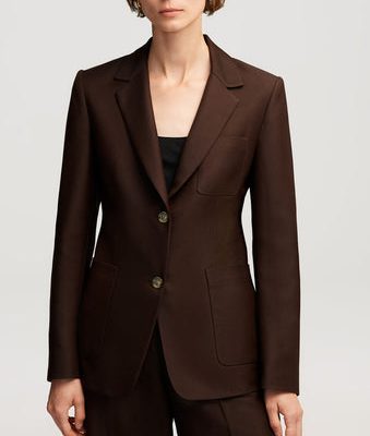 NOR338 Weekend Blazer in Structured Viscose Twill