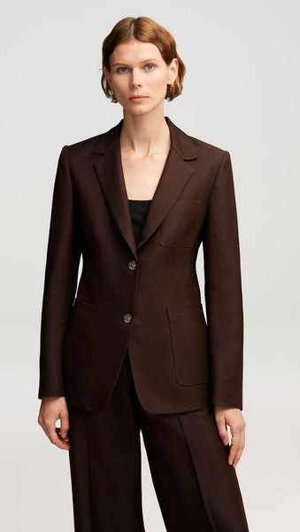 NOR338 Weekend Blazer in Structured Viscose Twill
