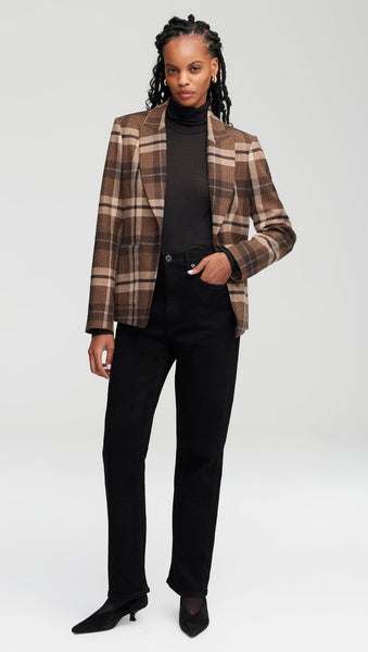 NOR355 Patch Pocket Blazer in Wool Plaid - Image 3