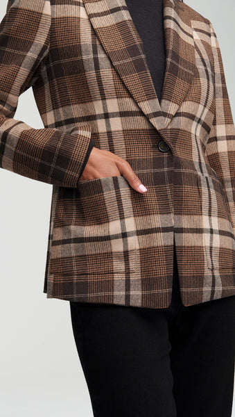 NOR355 Patch Pocket Blazer in Wool Plaid - Image 2