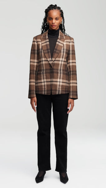 NOR355 Patch Pocket Blazer in Wool Plaid - Image 4