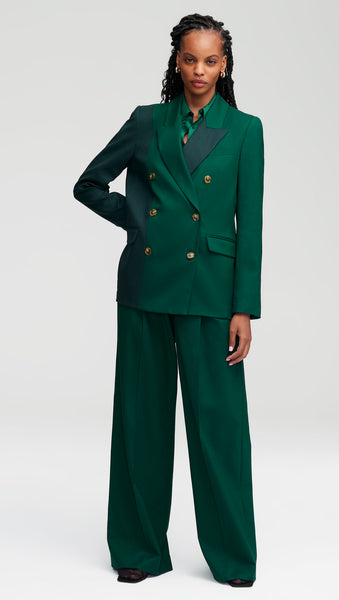 NOR351 Colorblocked Peak Lapel Blazer in Seasonless Wool - Image 4