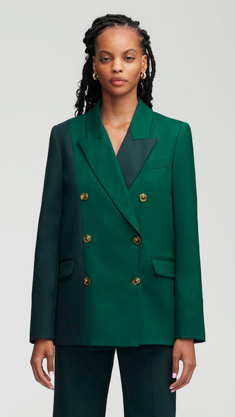 NOR351 Colorblocked Peak Lapel Blazer in Seasonless Wool