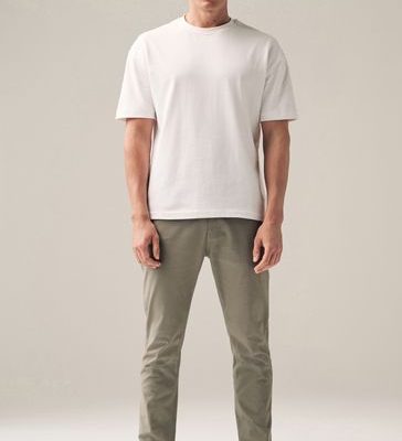 NOR326 Grey Slim Textured Soft Touch Stretch Denim Jean Style Trousers