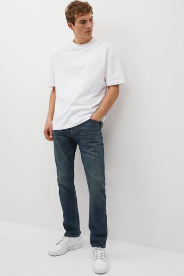 NOR331 Vintage Blue Tint Slim Premium Heavyweight Cotton Jeans - Image 5