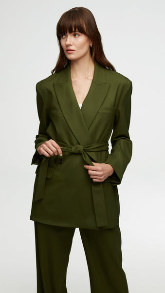 NOR342 Belted Blazer in Seasonless Wool