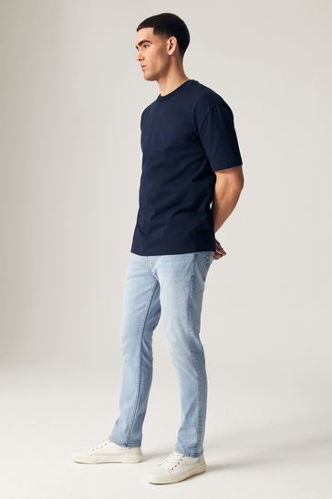 NOR334 Pale Blue Slim Classic Stretch Jeans - Image 2