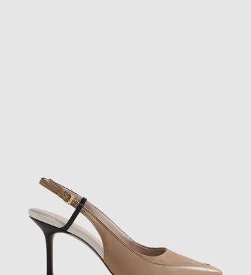NOR370 Leena Leather Suede Pointed Slingback Heels