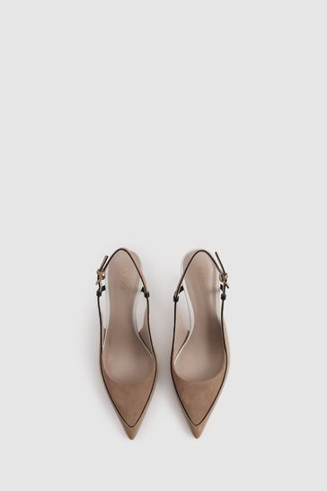 NOR370 Leena Leather Suede Pointed Slingback Heels - Image 3